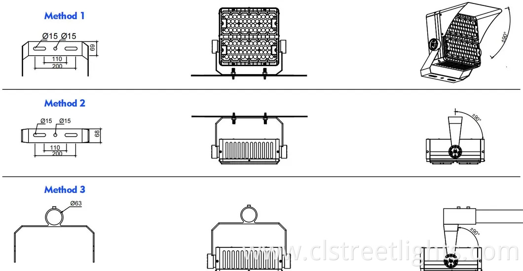 600W 1200W High Power Narrow Beam Angle Floodlight Waterproof IP65 Dimmable Power Adjustable Motion Sensor LED High Mast Light Stadium Light LED Flood Light